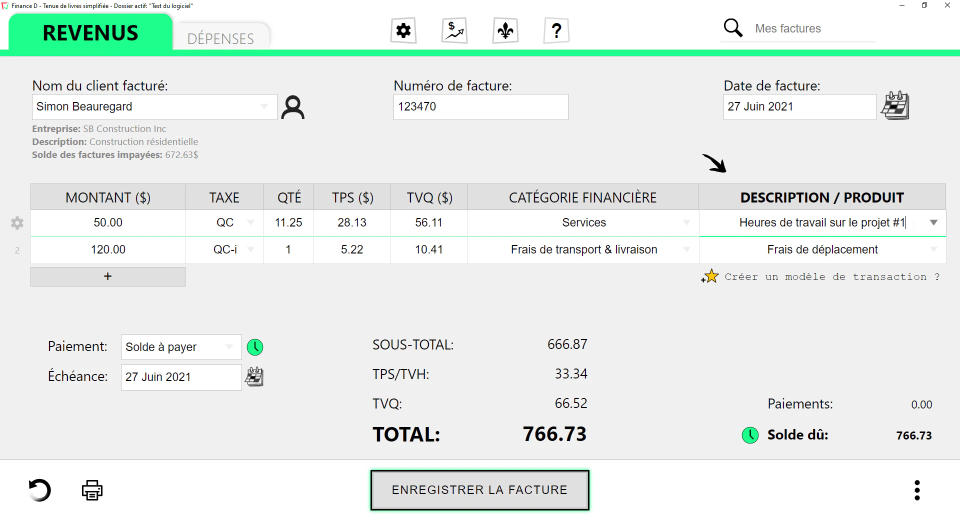 screenshot of Finance D